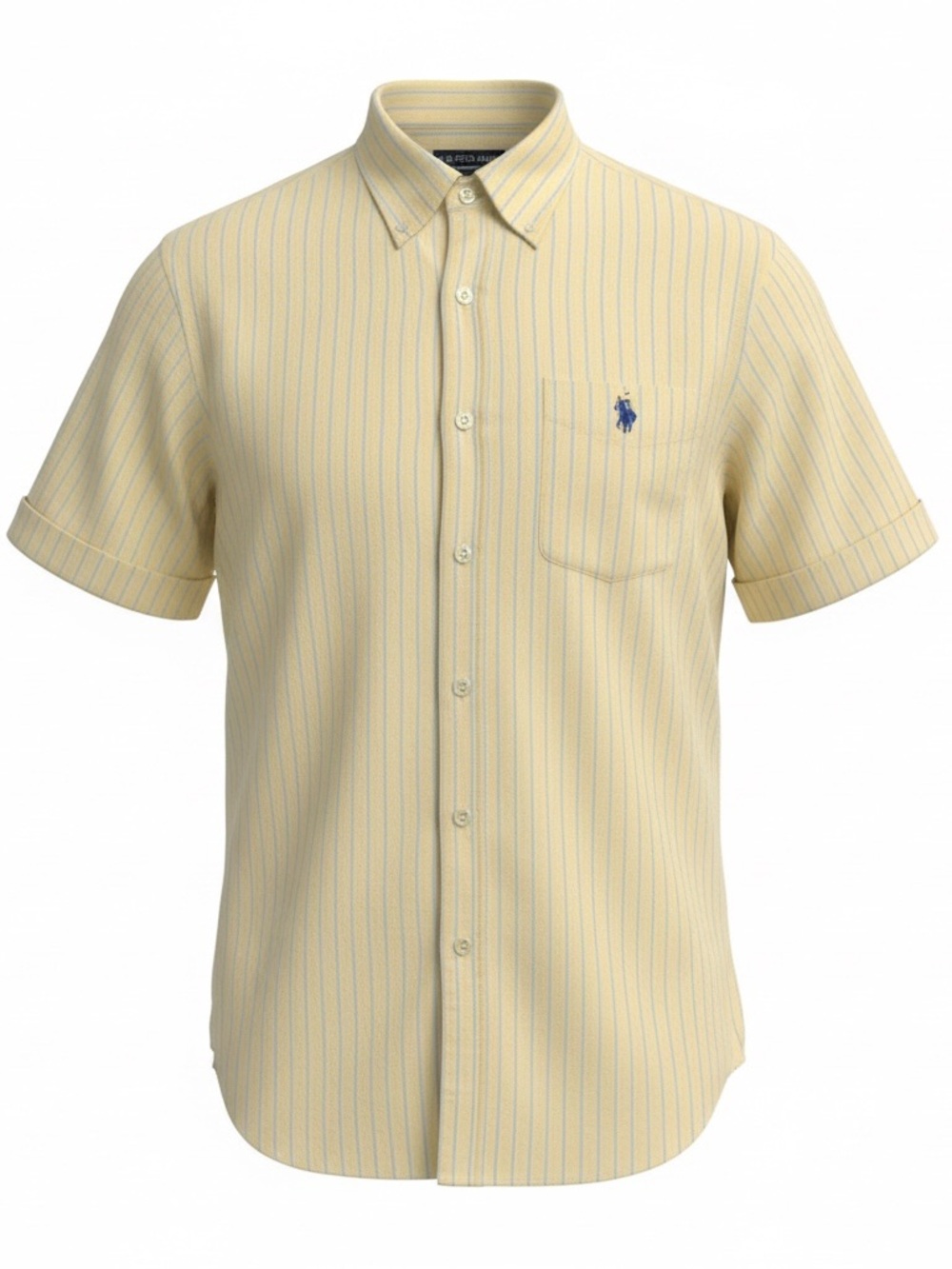 U.S. Polo Assn Men’s Medium Yellow Blue Stripe Short Sleeve Button Down Shirt